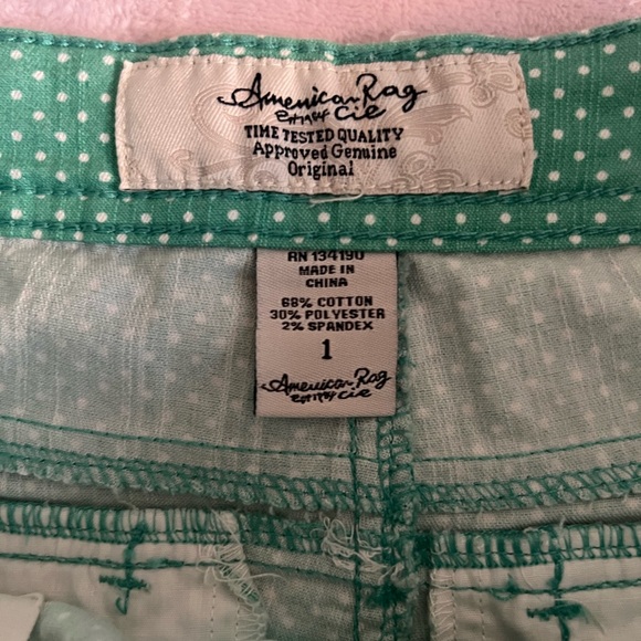 American Rag Shorts Size 1 green and white polkadot - NEW* - Picture 5 of 5